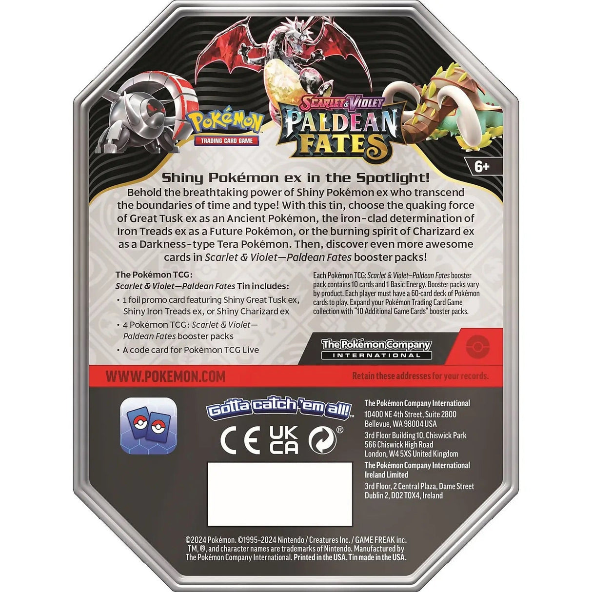 Pokemon - Scarlet & Violet - Paldean Fates Tin - Shiny Tera Charizard Ex - My Store