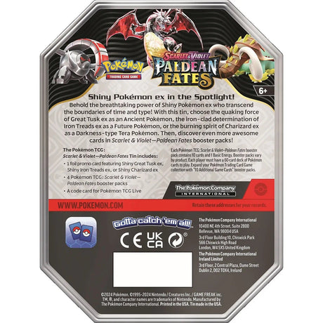 Pokemon - Scarlet & Violet - Paldean Fates Tin - Shiny Iron Treads Ex - My Store